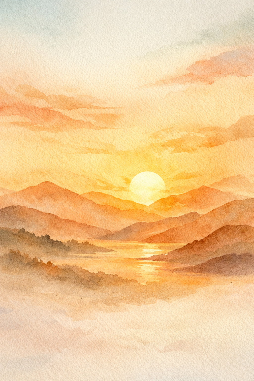 Ilustración abstracta de un paisaje al amanecer